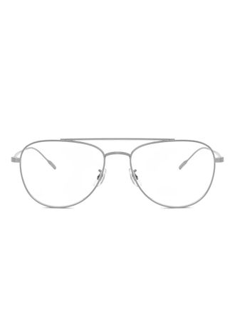 Oliver Peoples pilot-frame glasses - unisex - Titanium - 55 - Silver