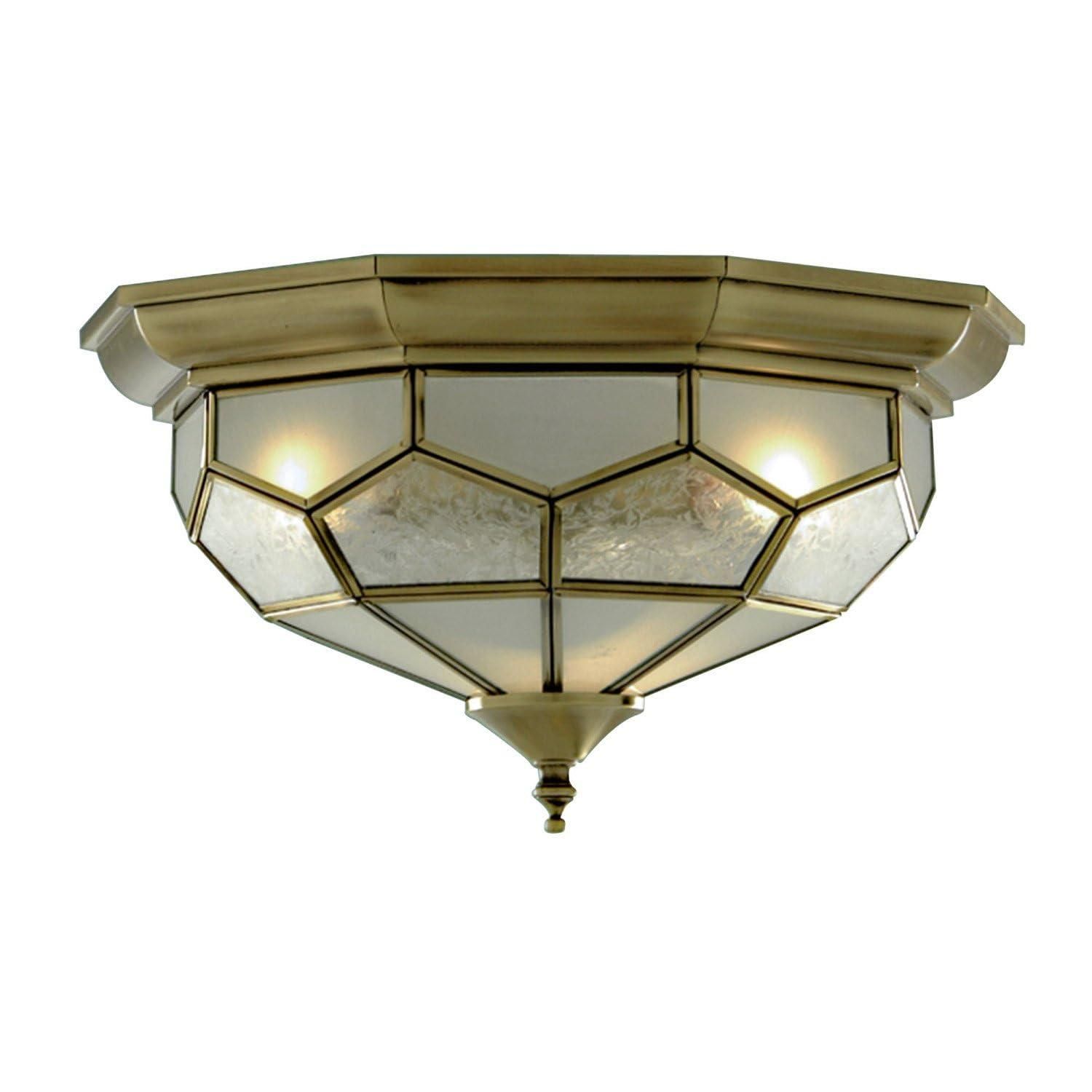 Searchlight Deckenleuchte | 3-armig, Messing-Optik | Glas-Schirme | Verstellbare Höhe (33-83 Cm) | Für E27 Birnen | Durchmesser 52 Cm