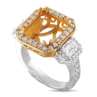 Luxury Bazaar 18K White Gold 1.90ct Diamond Halo Mounting Ring MF06-082026