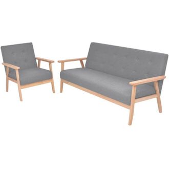 vidaXL Juego De Sof&aacute;s De 2 Piezas Tela Gris Claro Vidaxl