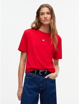 Tommy Hilfiger Womens Tommy Jeans Badge Boxy T-Shirt - Lavish Red - XL