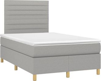 vidaXL Vidaxl - Cama Box Spring Con Colch&oacute;n Y Led Tela Gris Claro 120x190 Cm