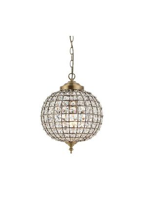 Netlighting Tanaro 1 Light Ceiling Globe Pendant Antique Brass Glass E27 in Gold