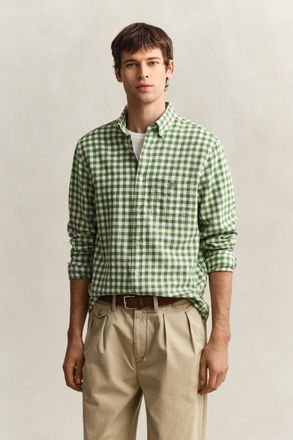 GANT Men Gingham Linen Blend Shirt (XXXL) DRY HERB GREEN