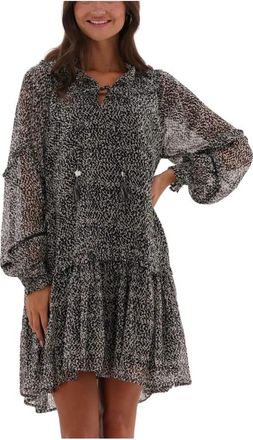 Moliin Tiana Zwarte Midi Jurk - Dames - Korte kleedjes - Veelkleurig - XS - Kleedjes