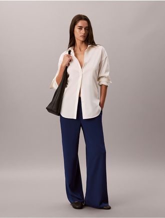 Calvin Klein Womens Wide Leg Pull-On Pants - Blue - XL