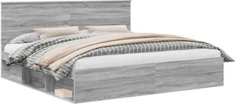 vidaXL Estructura De Cama Con Cabecera Gris Sonoma 200 X 200 Cm Vidaxl
