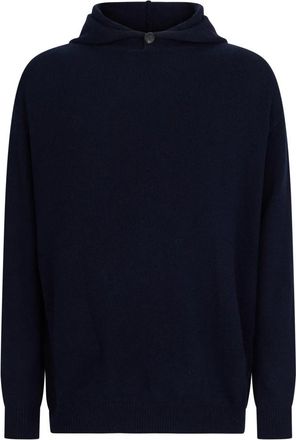 Malo Felpa in lana/luxury cashmere - Heren - Hoodies - Blauw - XL - Wol - Hoodies & sweatvesten
