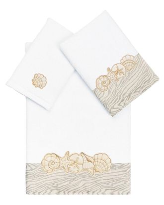 Linum Home Textiles 100% Turkish Cotton Shell Row 3Pc Embellished Towel Set