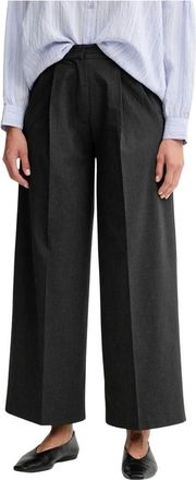 Sessun Broeken, Dames, Grijs, M, Polyester, Broek met wijde pijpen en plooien