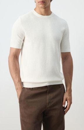 Mango Waffle Knit T-Shirt in Off White at Nordstrom, Size X-Large
