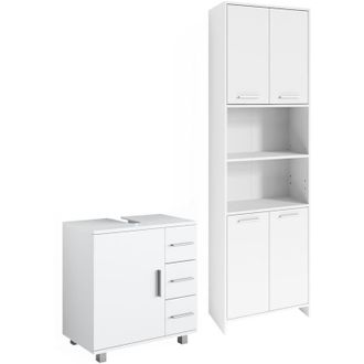 Vicco Conjunto de muebles de baño Maris, Blanco, 2 piezas, con mueble alto y mueble bajo lavabo