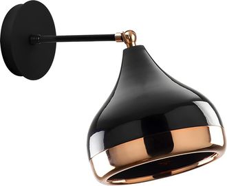 OZAIA Aplique De Metal A Pantalla Orientable Yildo - D. 17 X Alt. 28 Cm - Negro Y Cobre