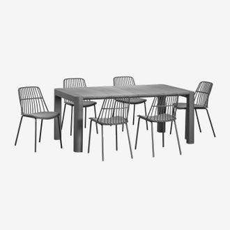Sklum Sklum - Set De Mesa Rectangular (180x100 Cm) Arnadine Y 6 Sillas De Comedor Maeba