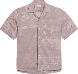 Woolrich Bowling Overhemd met Korte Mouwen - Heren - Korte mouwen Overhemden - Roze - M - Katoen - Overhemden