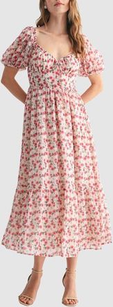 All in Favor Puff Sleeve Ruffle Hem Maxi Dress in Blush Floral at Nordstrom, Size X-Large