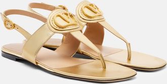 Valentino Garavani VLogo metallic leather thong sandals