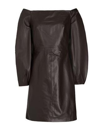 8 by YOOX LEATHER PUFF-SLEEVE MINI DRESS