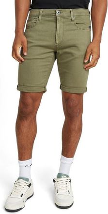 G-Star 3301 Slim Fit Denim Shorts in Faded Shamrock Gold at Nordstrom, Size 40