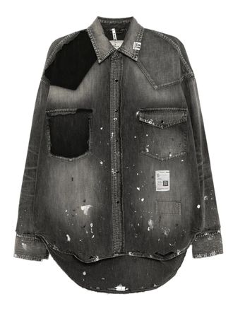 Miharayasuhiro logo-patched shirt - men - Cotton - 48 - Black