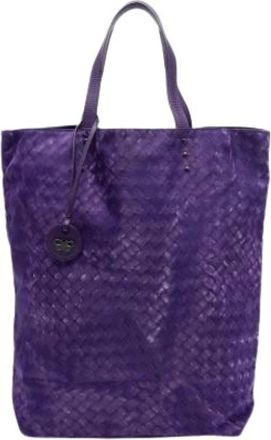 Bottega Veneta Pre-owned Tote Bags, female, Purple, Size: ONE SIZE Pre-owned Printed Nylon Tote