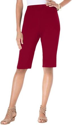 Roaman's Plus Size Soft Knit Pull On Bermuda Short in Rich Burgundy at Nordstrom, Size Medium
