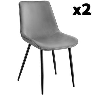 TecTake 2 sillas de comedor acolchadas, aterciopeladas 48 x 59 x 82,5 cm gris