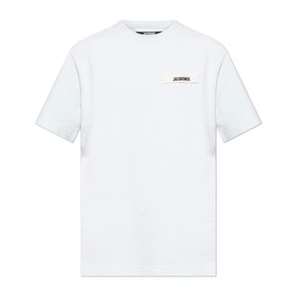 Jacquemus T-Shirts, male, Blue, Size: 2XS T-shirt with logo patch