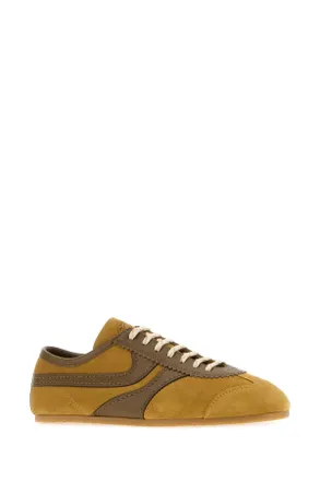 Dries Van Noten Womens Mustard Suede Sneakers Ocra