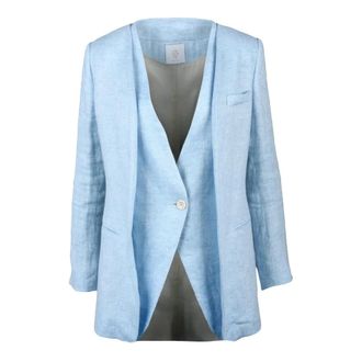 Eleventy Dames, Jassen, Blauw, Maat: XS Viscose