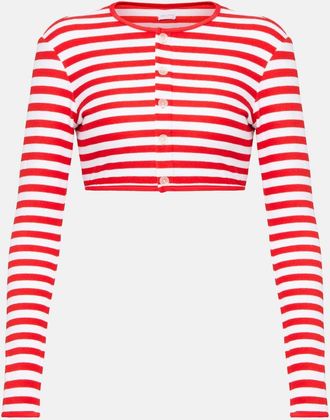 JADE Swim Cardigan cropped in spugna a righe