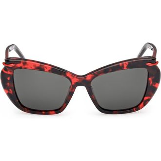 Christian Louboutin 53mm Geometric Sunglasses in Red Havana /Gold /Zeiss at Nordstrom