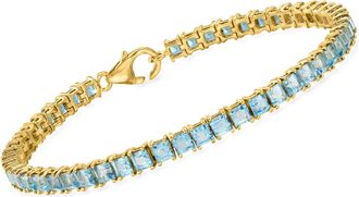 Ross-Simons Sky Blue Topaz Tennis Bracelet in 18kt Gold Over Sterling