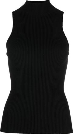 Twin-Set mock-neck ribbed top - women - Polyester/Viscose - M - Black