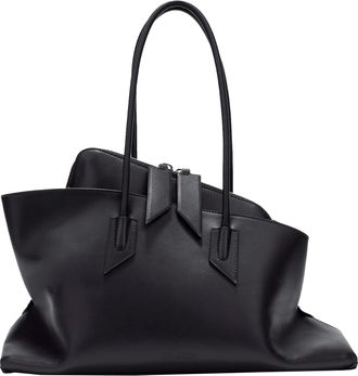 The Attico La Passeggiata Medium Calf Leather Top Handle Bag - Black