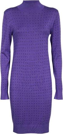 Karl Lagerfeld Gebreide jurk - Dames - Kleedjes - Paars - M - Nylon - Kleedjes
