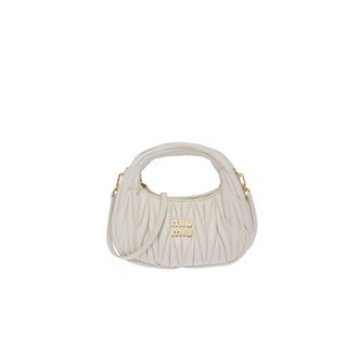 Miu Miu Wander Matelass&eacute; Nappa Leather Hobo Mini-bag, Woman, White
