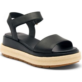 Sorel Sunpeak Ankle Strap Platform Sandal in Black/Gum 2 at Nordstrom, Size 10.5