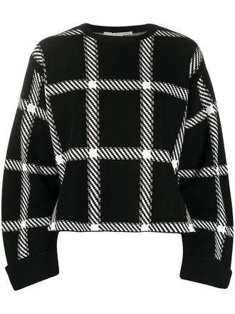 Stella McCartney windowpane check print sweatshirt - women - Polyester/Viscose - 40 - Black