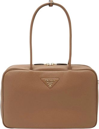 Prada Tassen, Dames, Bruin, ONE Size, Leer, Schoudertas met handvat