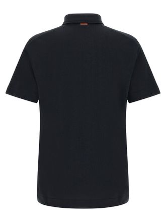 Ermenegildo Zegna Piquet Cotton Polo - Black