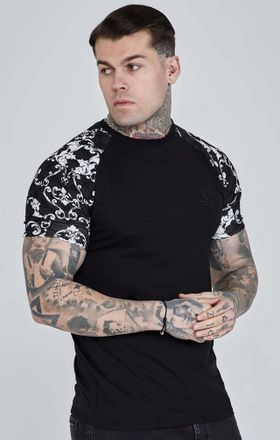 Siksilk T-Shirt SIKSILK Siksilk T-Shirt Venetian T-Shirt, Herren, Gr. L, schwarz, Obermaterial: 95% Baumwolle CO. 5% Elasthan EL., Shirts T-Shirt