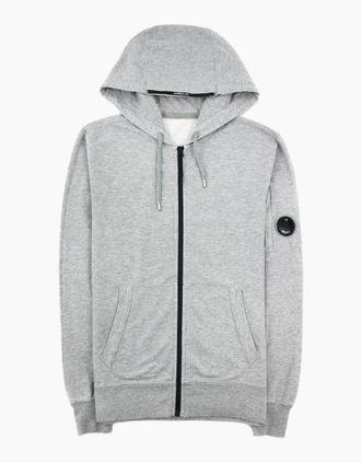 C.P. Company Mens Cp Company Light Fleece Open Hooded Sweatshirt Grey M93 - Size: 44