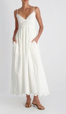 French Connection Trini Eyelet Sleeveless Flared Maxi Dress in Summer White at Nordstrom, Size 10