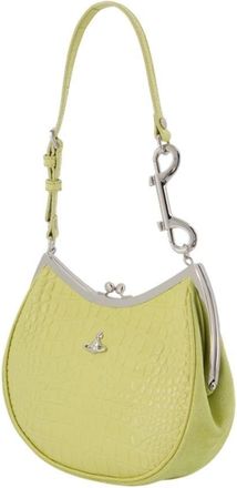 Vivienne Westwood Womens Croc-Embossed Calfskin Shoulder Bag Yellow