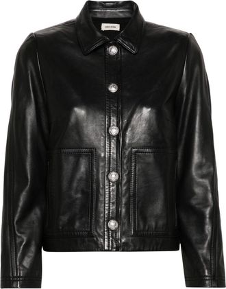Zadig&Voltaire Litchi leather jacket - women - Polyester/Lamb Skin/Cotton - S - Black