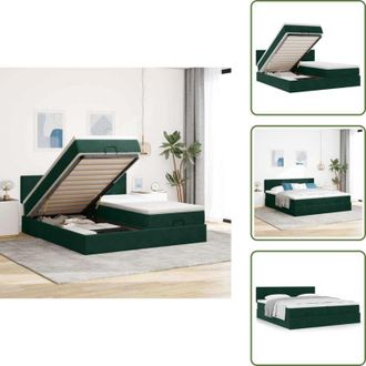 vidaXL The Living Store Struttura Letto Pouf con Materassi 160x200 cm Velluto - Materasso a molle insacchettate
