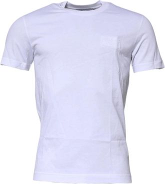 Dolce & Gabbana Logo Plaque Katoenen T-shirt - Heren - T-shirts - Wit - S - Katoen - Tops