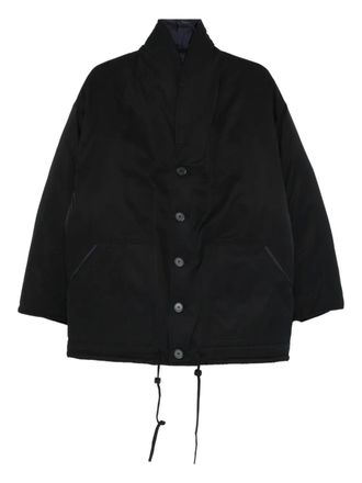 Closed reversible button pocket jacket - women - Cotton/Recycled Nylon/Recycled Polyester - M - Black