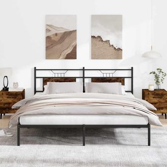 Berkfield Home Bed Frame without Mattress Smoked Oak 183x213 cm Engineered Wood in Brown